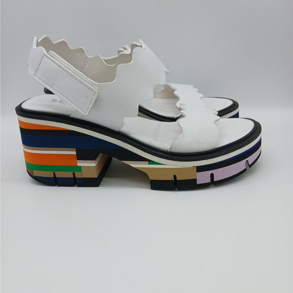 Homers Leather Fornells Wedge Platform Sandals White Size 36 US 6 Made in Spain - Picture 6 of 10